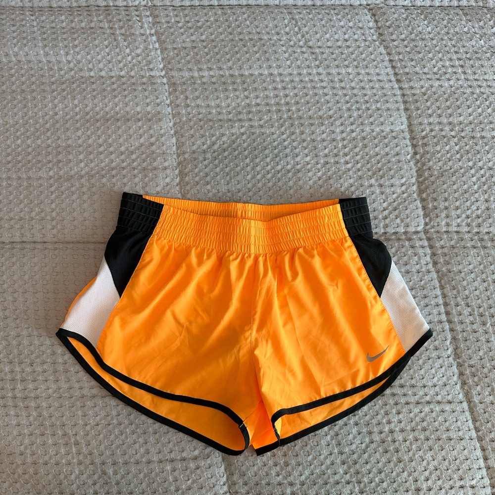 Nike Women's Bright Orange and Black Athletic Running Shorts